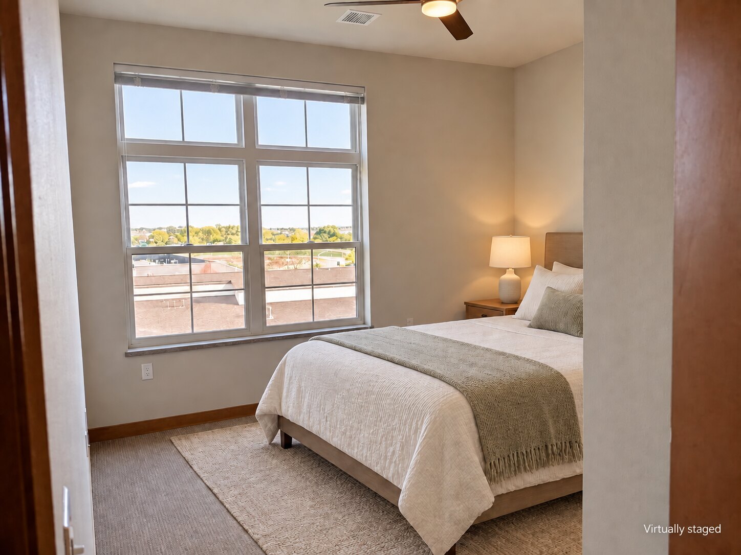 Middleton Station apartment bedroom, virtually staged