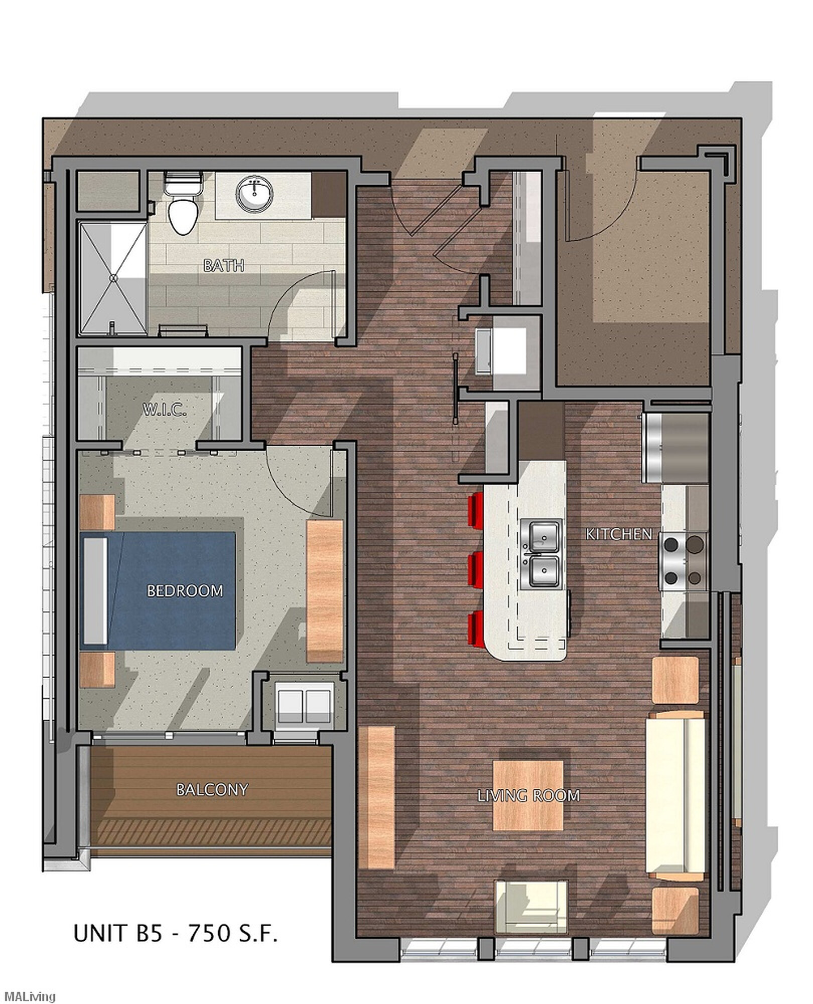 B5 floor plan for Unit 304